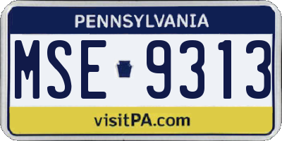 PA license plate MSE9313