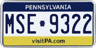 PA license plate MSE9322