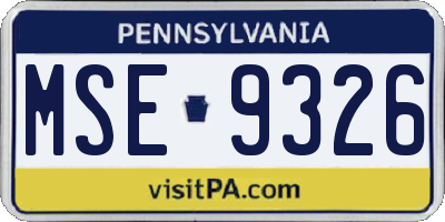 PA license plate MSE9326