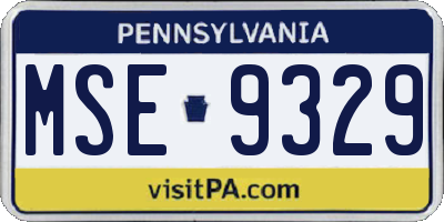 PA license plate MSE9329