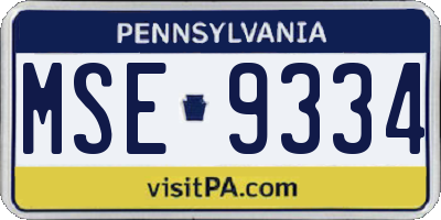 PA license plate MSE9334