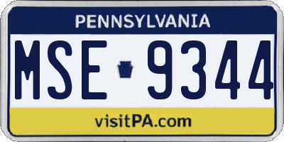 PA license plate MSE9344