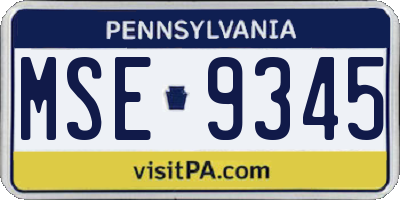 PA license plate MSE9345