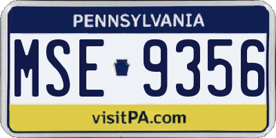 PA license plate MSE9356