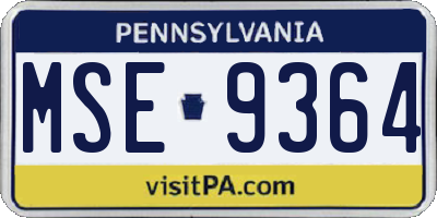 PA license plate MSE9364