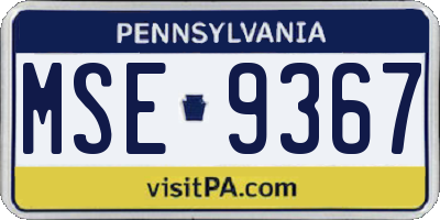 PA license plate MSE9367