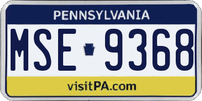 PA license plate MSE9368