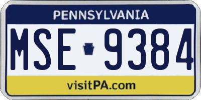 PA license plate MSE9384