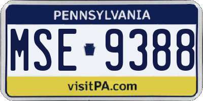 PA license plate MSE9388
