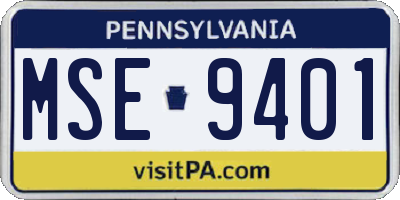 PA license plate MSE9401
