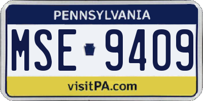 PA license plate MSE9409