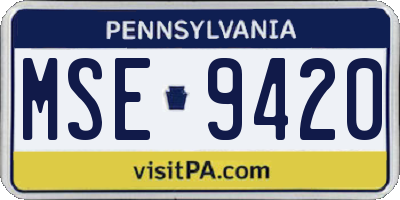 PA license plate MSE9420