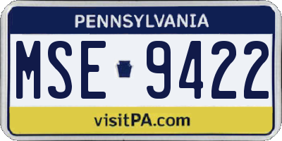 PA license plate MSE9422