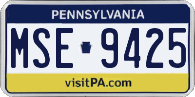 PA license plate MSE9425