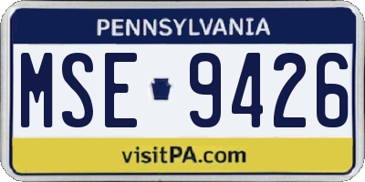 PA license plate MSE9426