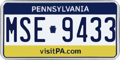 PA license plate MSE9433