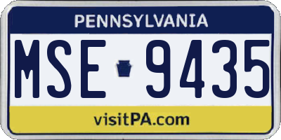 PA license plate MSE9435