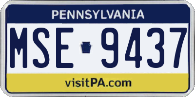 PA license plate MSE9437