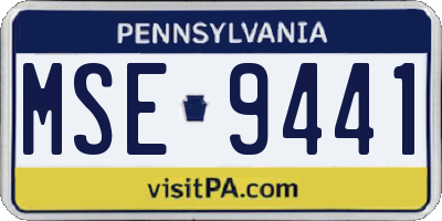 PA license plate MSE9441