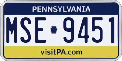 PA license plate MSE9451