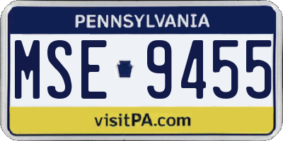 PA license plate MSE9455