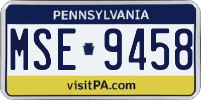 PA license plate MSE9458