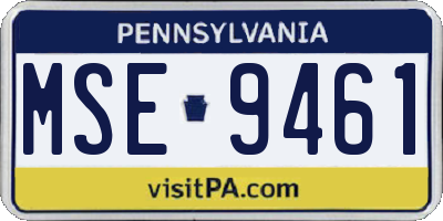 PA license plate MSE9461