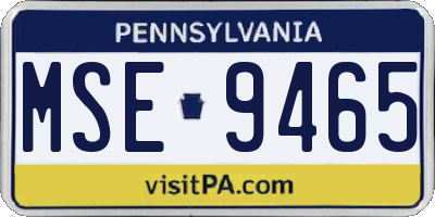 PA license plate MSE9465