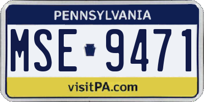 PA license plate MSE9471
