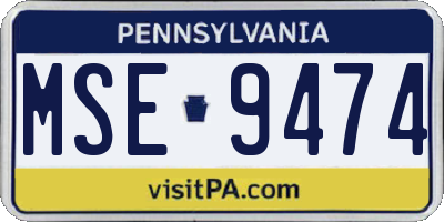 PA license plate MSE9474