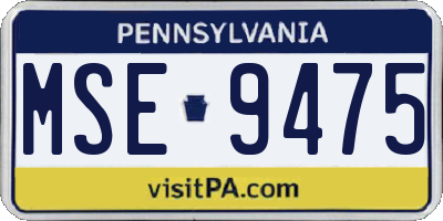 PA license plate MSE9475