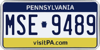PA license plate MSE9489
