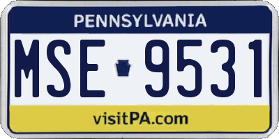 PA license plate MSE9531