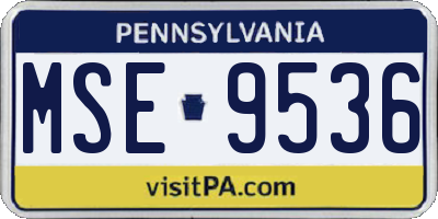 PA license plate MSE9536