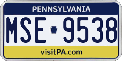 PA license plate MSE9538