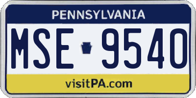 PA license plate MSE9540