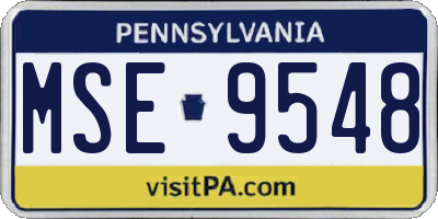 PA license plate MSE9548