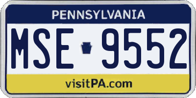 PA license plate MSE9552