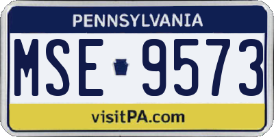 PA license plate MSE9573