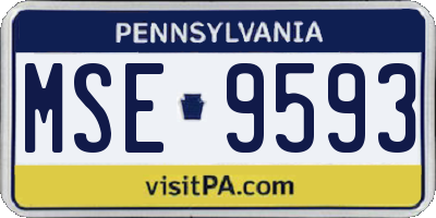 PA license plate MSE9593