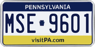 PA license plate MSE9601