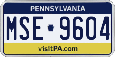 PA license plate MSE9604