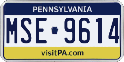 PA license plate MSE9614