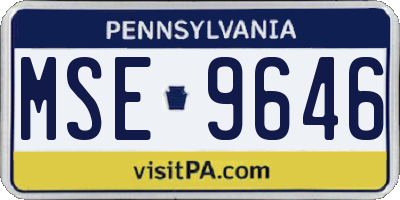 PA license plate MSE9646