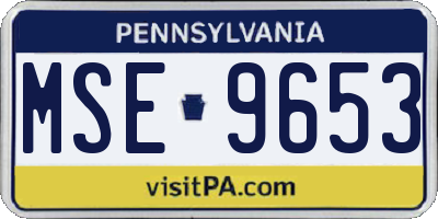 PA license plate MSE9653