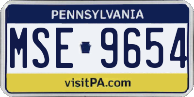PA license plate MSE9654