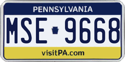 PA license plate MSE9668