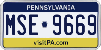 PA license plate MSE9669