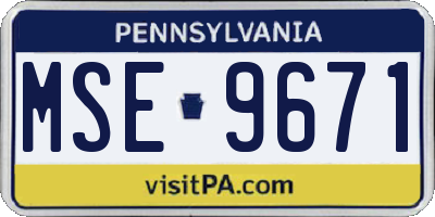 PA license plate MSE9671