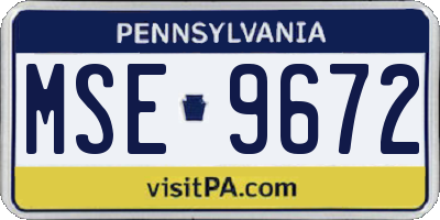 PA license plate MSE9672